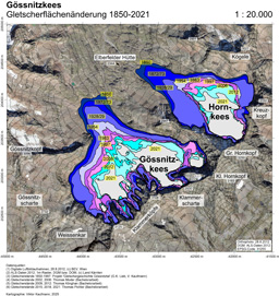 Glacier retreat
          at Goessnitzkees for the time period 1850-2021